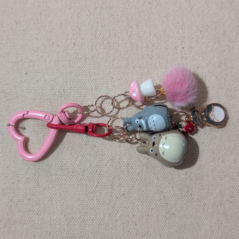Totoro Keychain with Charms Handmade Ghibli Charms